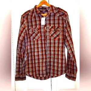 Carbon Western Plaid Long Sleeve Button Down Shirt M